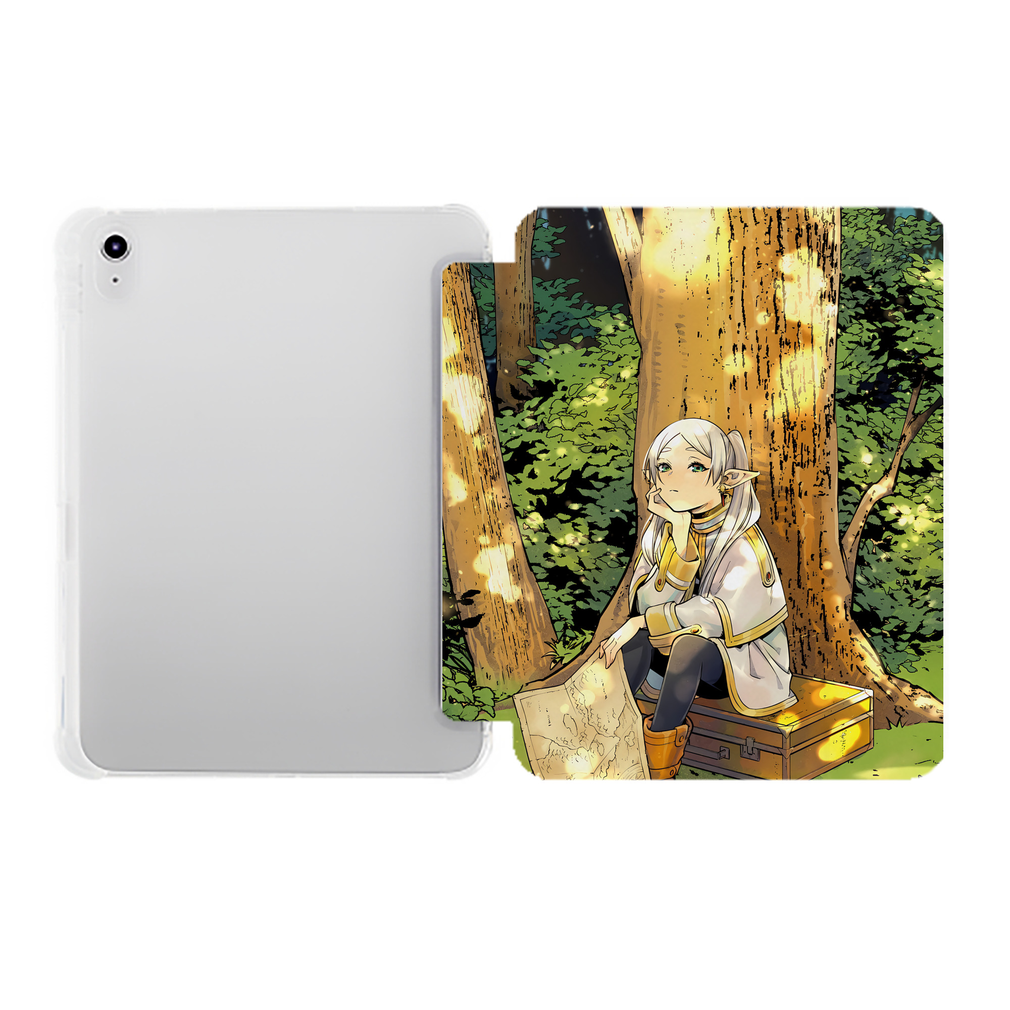 （画像用） 葬送のフリーレン Frieren IPad ケース ペン収納付き 三つ折りスタンド PUレザー×シリコン 対応機種9.5/10.5/10.9インチ